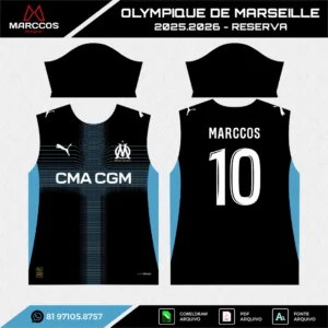 Arte Vetor Camisa Olympique de Marseille Reserva 2025.2026