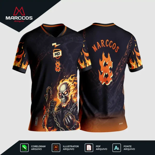 Arte Camisa Interclasse Motoqueiro Fantasma