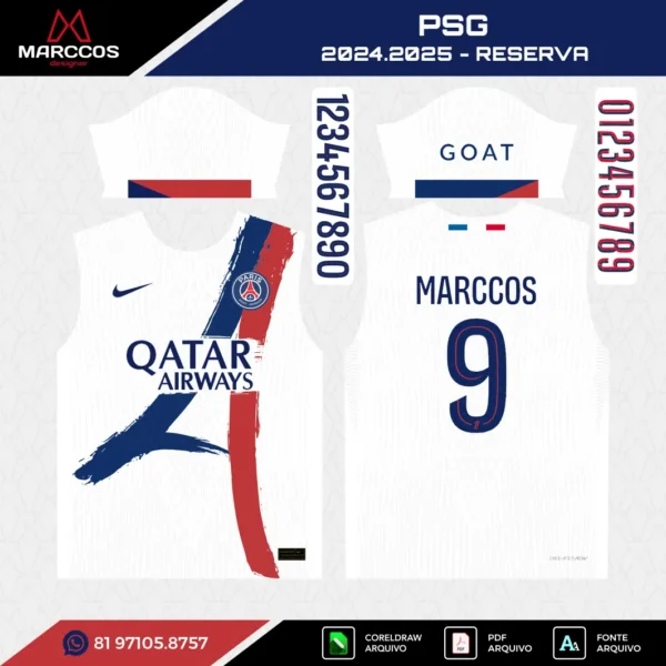 Arte Vetor Camisa PSG Reserva 2025.2026