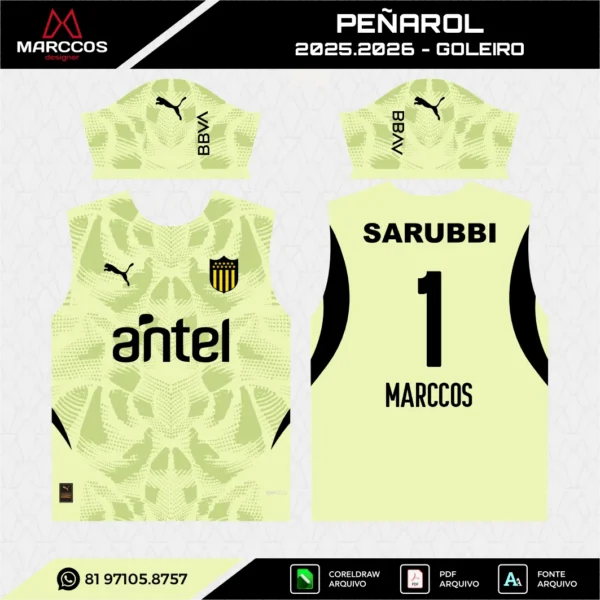 Arte Vetor Camisa Peñarol Goleiro 2025.2026