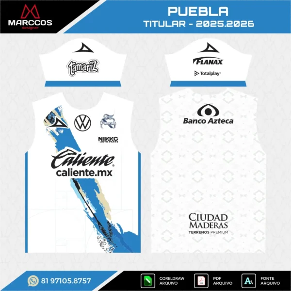Arte Vetor Camisa Puebla Titular 2025.2026