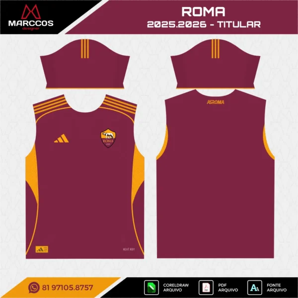 Arte Vetor Camisa Roma Titular 2025.2026