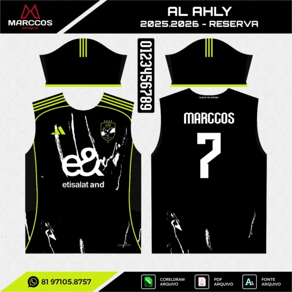 Arte Vetor Camisa Al-Ahly Reserva 2025.2026