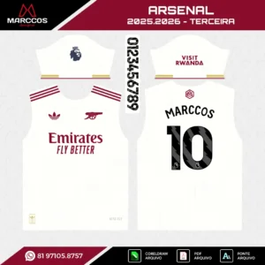 Arte Vetor Terceira Camisa Arsenal 2025.2026