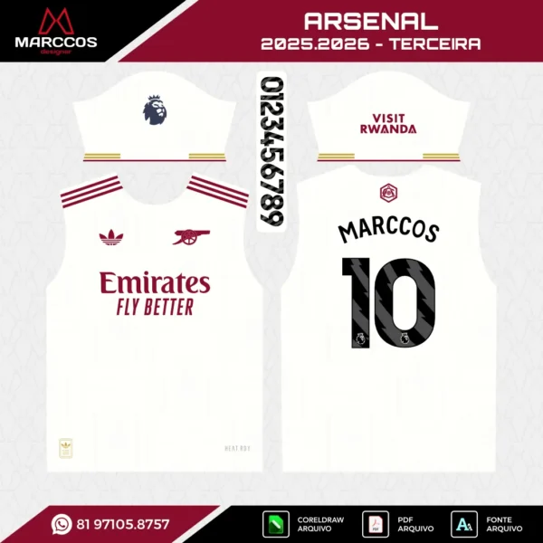 Arte Vetor Terceira Camisa Arsenal 2025.2026