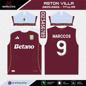 Arte Vetor Camisa Aston Villa Titular 2025.2026