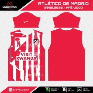 Arte Vetor Camisa Atlético de Madrid Pré-Jogo 2025.2026