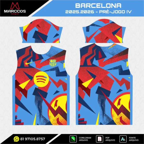 Arte Vetor Camisa Barcelona Pré-Jogo 2025.2026