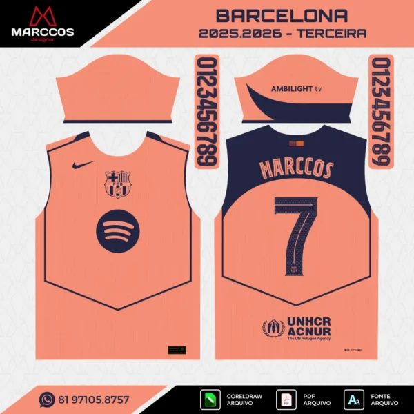 Arte Vetor Terceira Camisa Barcelona 2025.2026