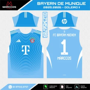 Arte Vetor Camisa Bayern de Munique Goleiro 2025.2026