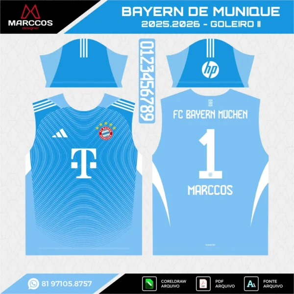Arte Vetor Camisa Bayern de Munique Goleiro 2025.2026