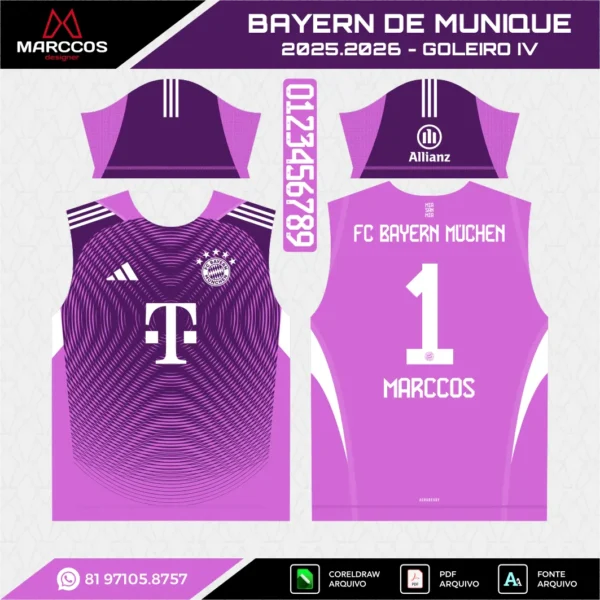 Arte Vetor Camisa Bayern de Munique Goleiro 2025.2026