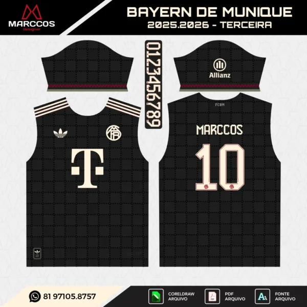 Arte Vetor Terceira Camisa Bayern de Munique 2025.2026