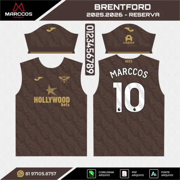 Arte Vetor Camisa Brentford Reserva 2025.2026