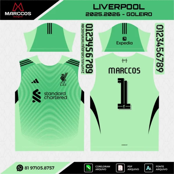Arte Vetor Camisa Liverpool Goleiro 2024.2025