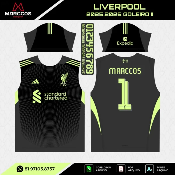 Arte Vetor Camisa Liverpool Goleiro 2024.2025