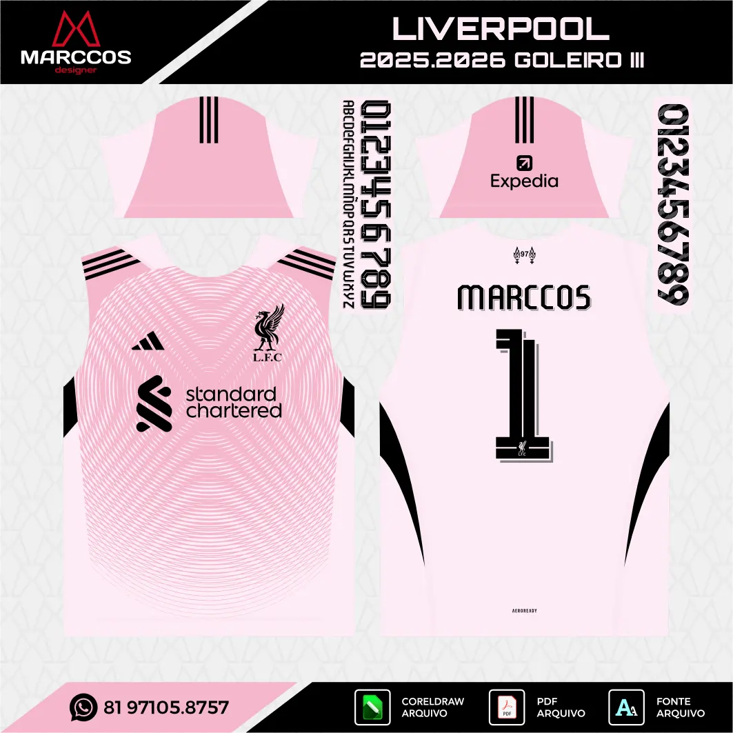 Arte Vetor Camisa Liverpool Goleiro 2024.2025