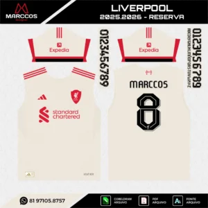 Arte Vetor Camisa Liverpool Reserva 2025.2026