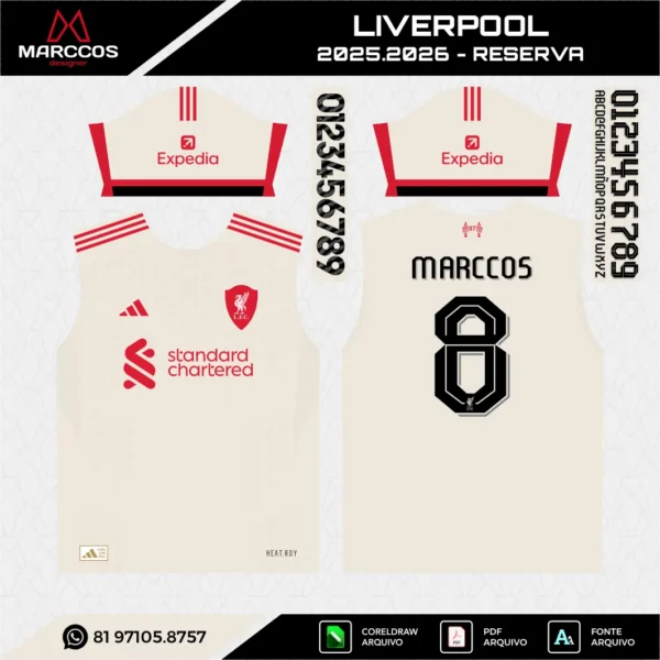 Arte Vetor Camisa Liverpool Reserva 2025.2026