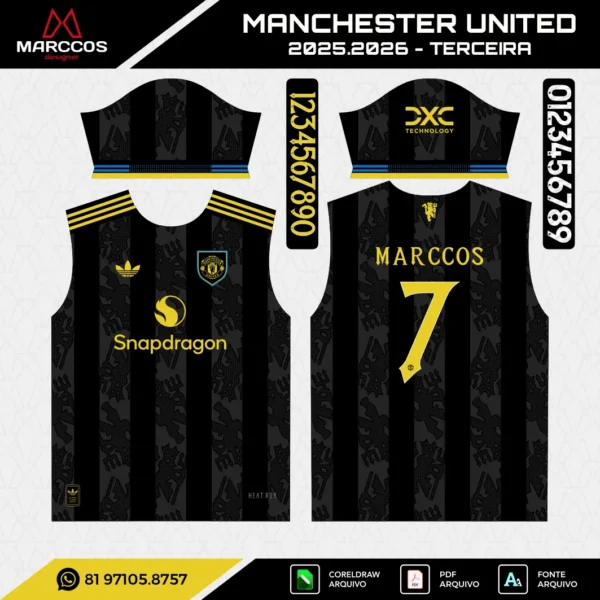 Arte Vetor Terceira Camisa Manchester United 2025.2026