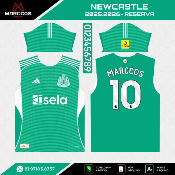 Arte Vetor Camisa Newcastle Reserva 2025.2026