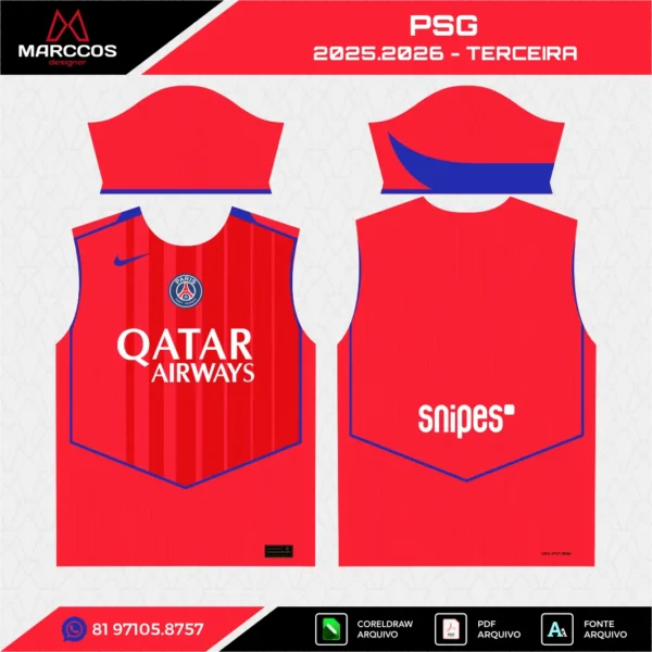 Arte Vetor Terceira Camisa PSG 2025.2026 Arte Vetor Terceira Camisa PSG 2025.2026