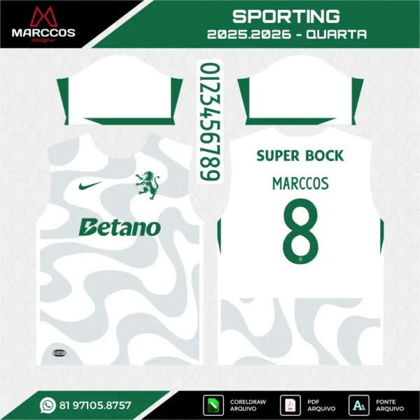 Arte Vetor Terceira Camisa Sporting 2025.2026
