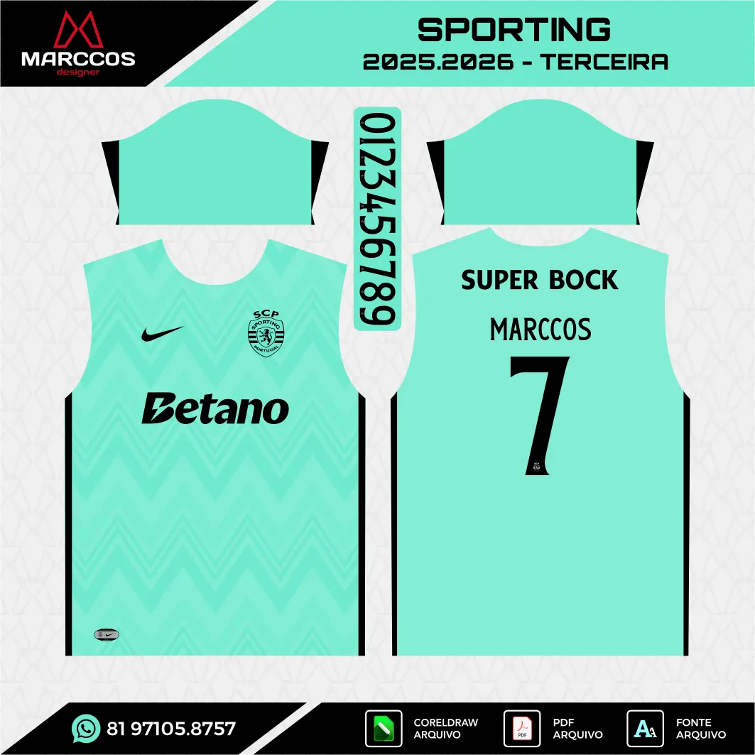 Arte Vetor Terceira Camisa Sporting 2025.2026 Arte Vetor Terceira Camisa Sporting 2025.2026