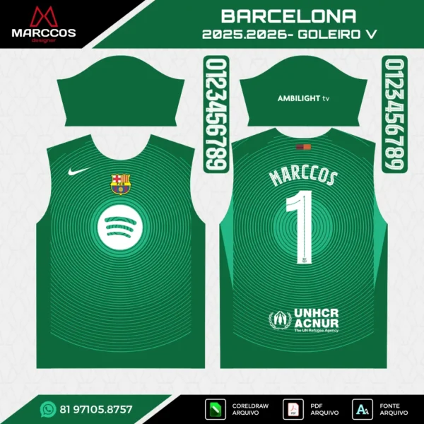 Arte Vetor Camisa Barcelona Goleiro 2025.2026