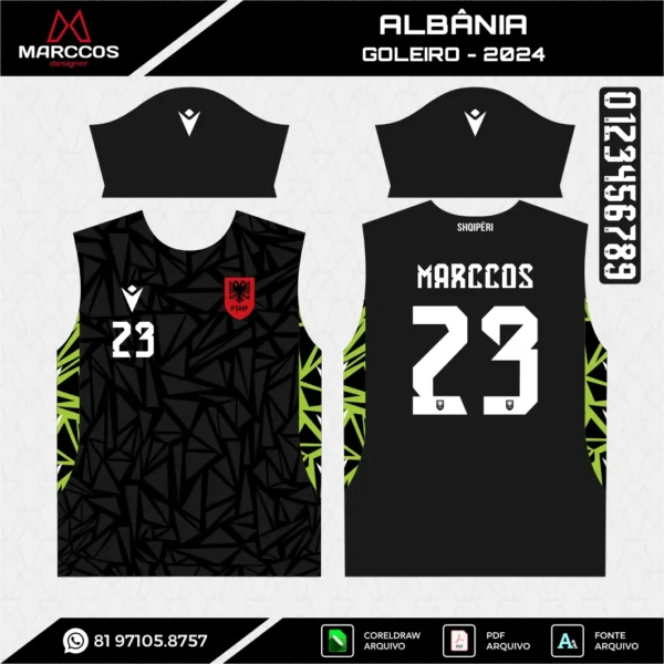Arte Vetor Camisa Albânia Goleiro 2024 Arte Vetor Camisa Albânia Goleiro 2024