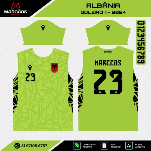 Arte Vetor Camisa Albânia Goleiro 2024 Arte Vetor Camisa Albânia Goleiro 2024