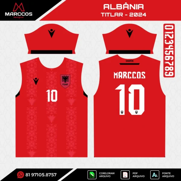 Arte Vetor Camisa Albânia Titular 2024 Arte Vetor Camisa Albânia Titular 2024