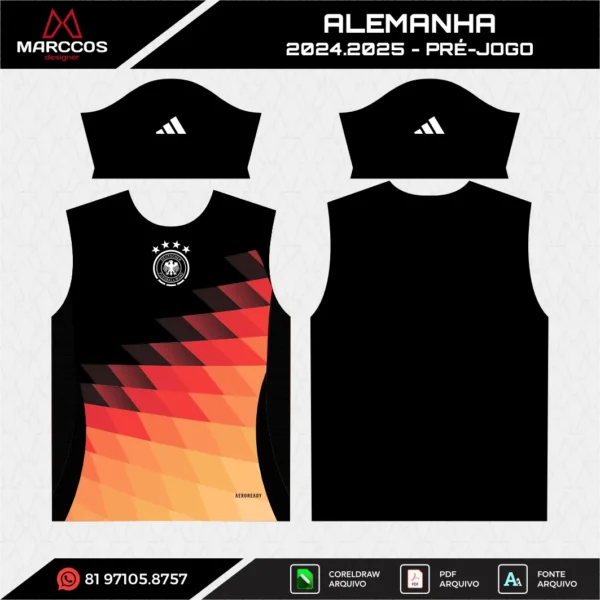 Arte Vetor Camisa Alemanha Pré-Jogo 2024.2025 Arte Vetor Camisa Alemanha Pré-Jogo 2024.2025