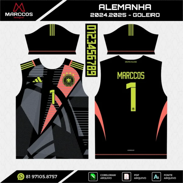 Arte Vetor Camisa Alemanha Goleiro 2024.2025 Arte Vetor Camisa Alemanha Goleiro 2024.2025