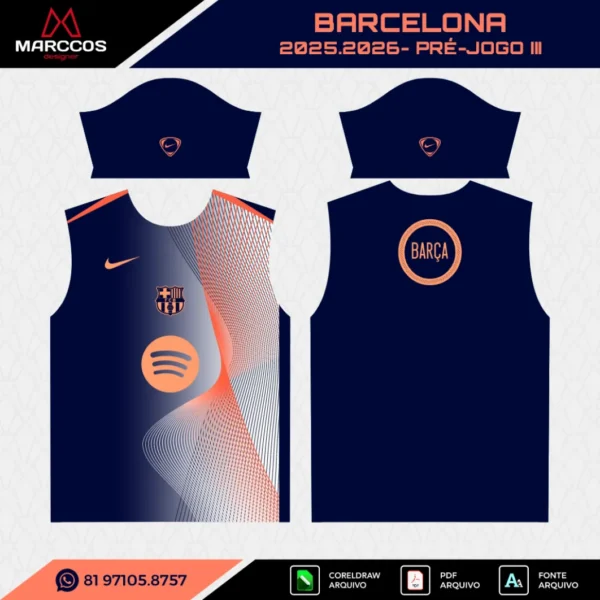 Arte Vetor Camisa Barcelona Pré-Jogo 2025.2026