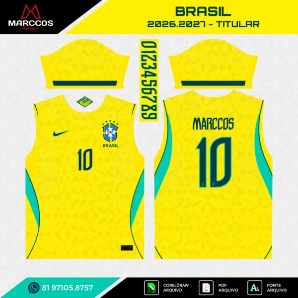 Arte Vetor Camisa Brasil Titular 2026.2027 Arte Vetor Camisa Brasil Titular 2026.2027
