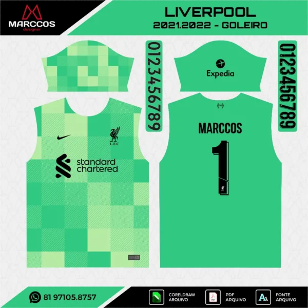 Arte Vetor Camisa Liverpool Goleiro 2021.2022 Arte Vetor Camisa Liverpool Goleiro 2021.2022