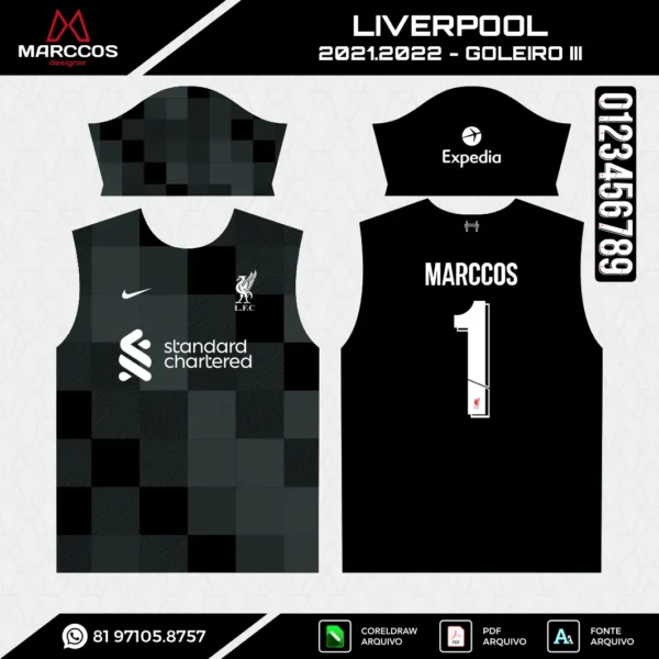 Arte Vetor Camisa Liverpool Goleiro 2021.2022 Arte Vetor Camisa Liverpool Goleiro 2021.2022