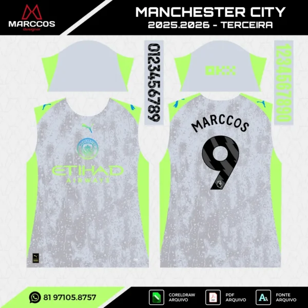 Arte Vetor Terceira Camisa Manchester City 2025.2026