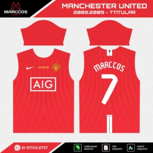 Arte Vetor Camisa Manchester United Titular 2008.2009