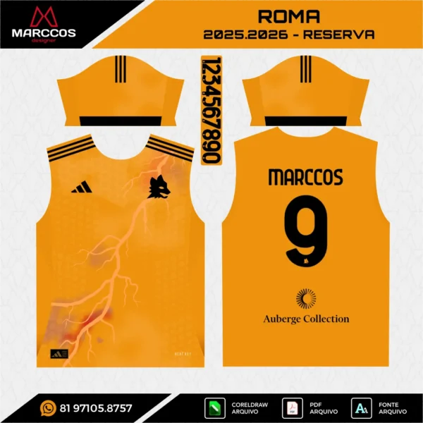 Arte Vetor Camisa Roma Reserva 2025.2026