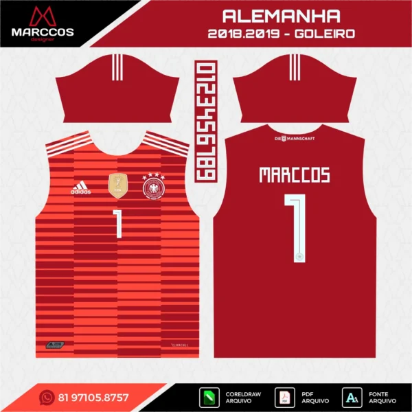 Arte Vetor Camisa Alemanha Goleiro 2018.2019 Arte Vetor Camisa Alemanha Goleiro 2018.2019