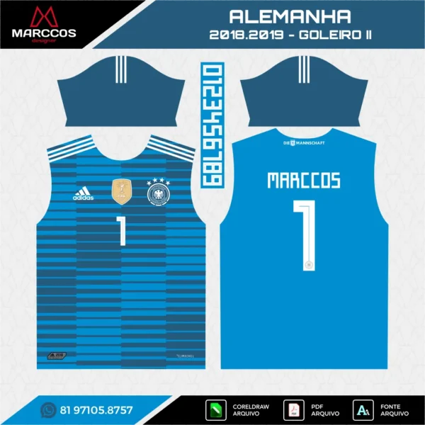 Arte Vetor Camisa Alemanha Goleiro 2018.2019 Arte Vetor Camisa Alemanha Goleiro 2018.2019