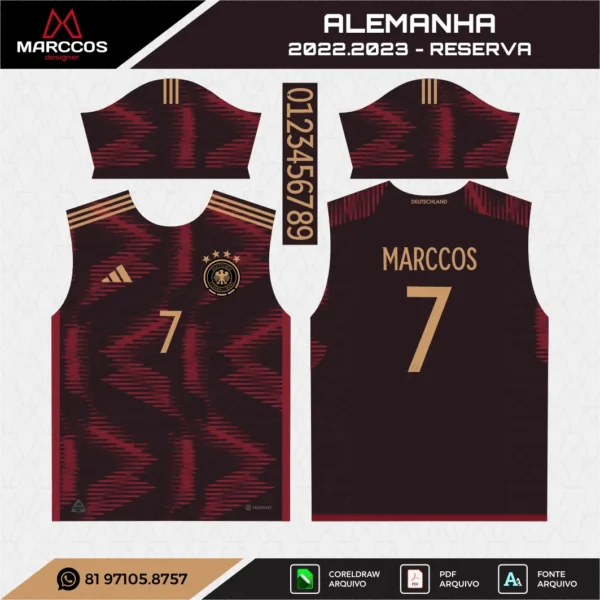 Arte Vetor Camisa Alemanha Reserva 2022 Arte Vetor Camisa Alemanha Reserva 2022