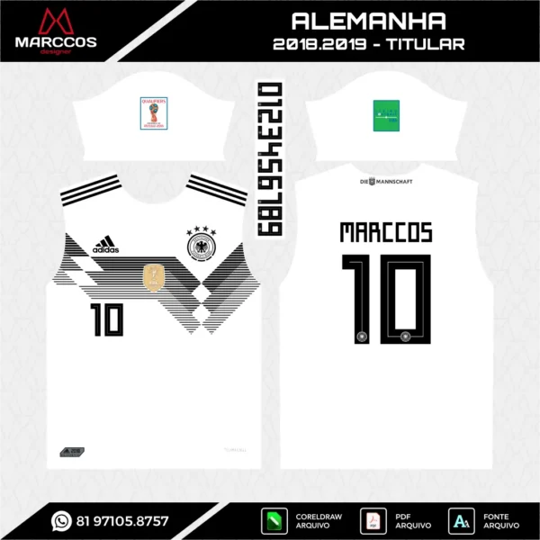 Arte Vetor Camisa Alemanha Titular 2018 Arte Vetor Camisa Alemanha Titular 2018