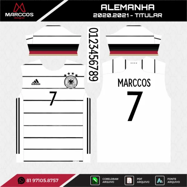 Arte Vetor Camisa Alemanha Titular 2020.2021 Arte Vetor Camisa Alemanha Titular 2020.2021