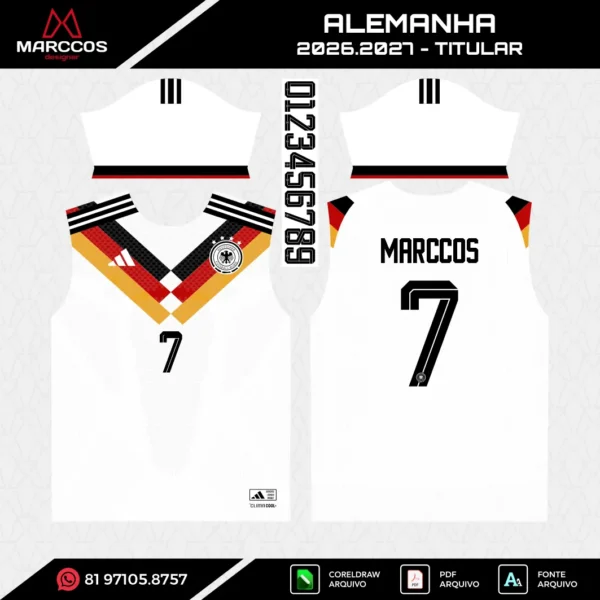 Arte Vetor Camisa Alemanha Titular 2026.2027 Arte Vetor Camisa Alemanha Titular 2026.2027