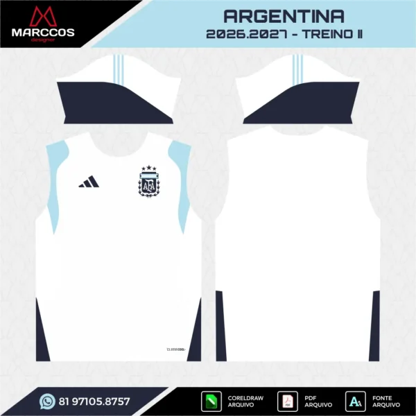 Arte Vetor Camisa Argentina Treino 2026.2027 Arte Vetor Camisa Argentina Treino 2026.2027