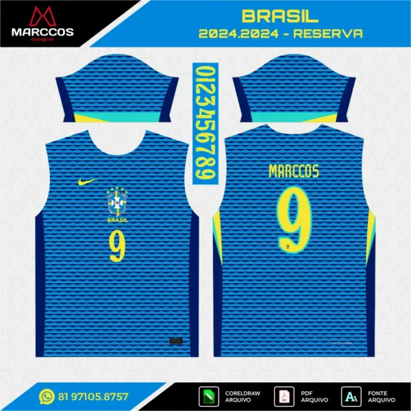 Arte Vetor Camisa Brasil Reserva 2024.2025 Arte Vetor Camisa Brasil Reserva 2024.2025