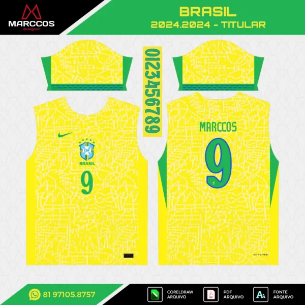 Arte Vetor Camisa Brasil Titular 2024.2025 Arte Vetor Camisa Brasil Titular 2024.2025